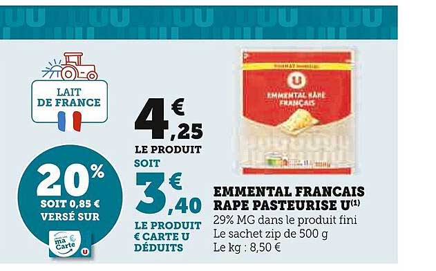 Emmental Français Rapé Pasteurisé U