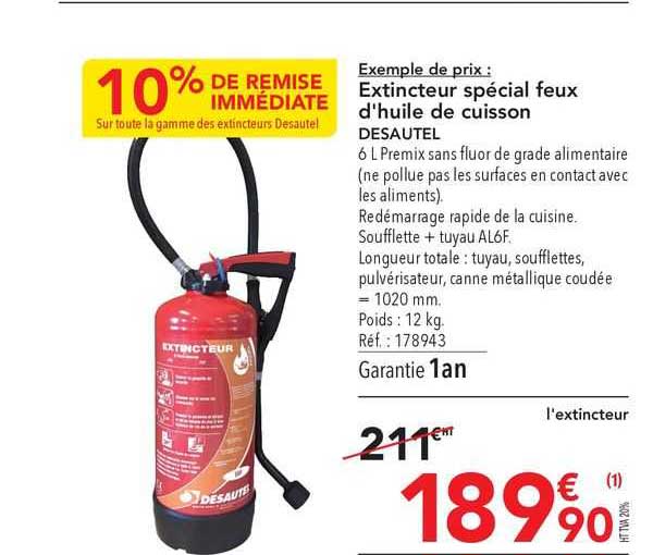 Extincteur Spécial Feux D'huile De Cuisson Desautel