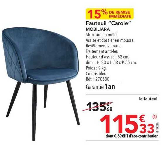 Fauteuil "carole" Mobiliara