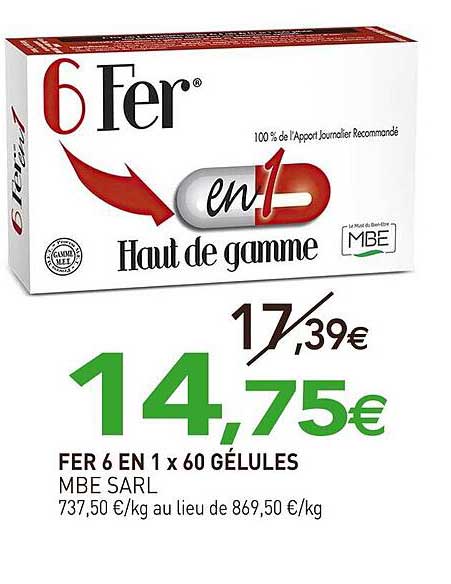 Fer 6 En 1 X 60 Gélules Mbe Sarl
