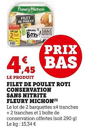 filet de poulet rôti conservation sans nitrite fleury michon