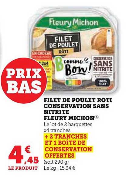 filet de poulet rôti conservation sans nitrite fleury michon