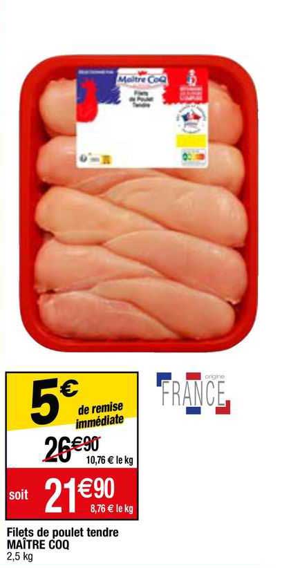filets de poulet tendre maître coq