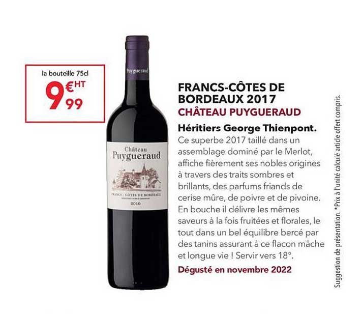francs-côtes de bordeaux 2017 château puygueraud héritiers george thienpont