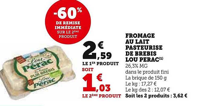 fromage au lait pasteurisé de brebis lou pérac