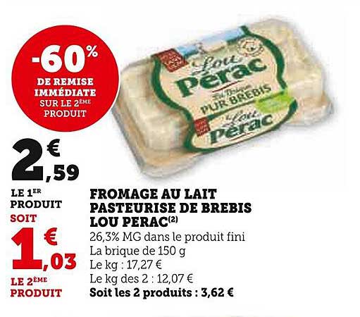fromage au lait pasteurise de brebis lou perac