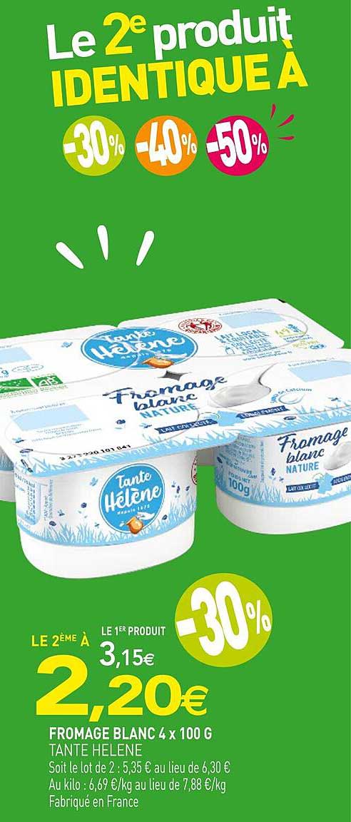 fromage blanc 4 x 100 g tante hélène