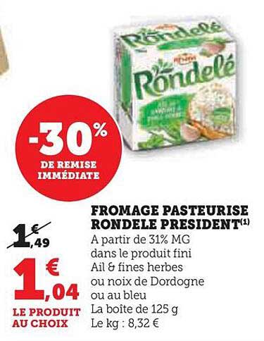 fromage pasteurise rondelé présidente