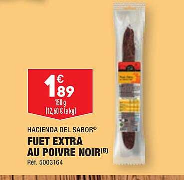 fuet extra au poivre noir hacienda del sabor