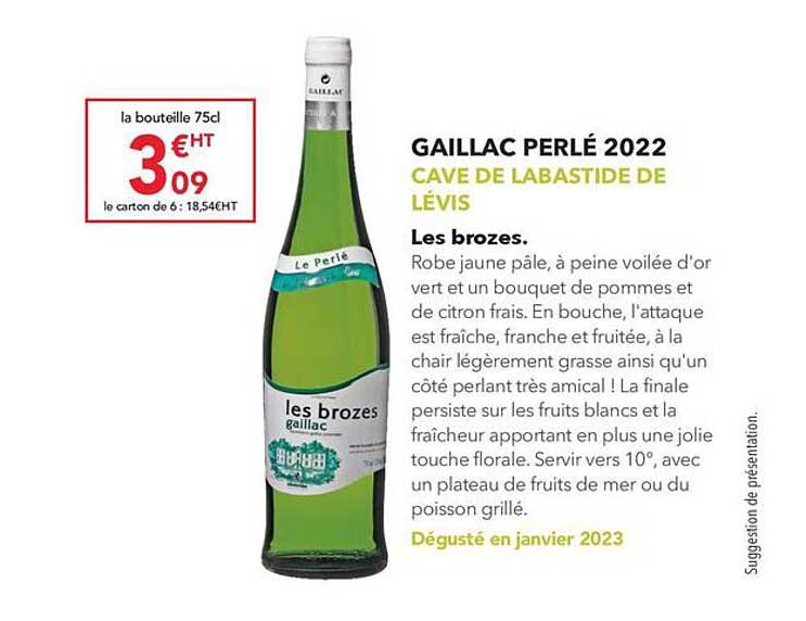 Gaillac Perlé 2022 Cave De Labastide De Lévis Les Brozes