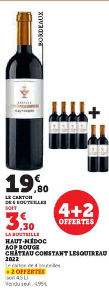 haut-médoc aop rouge château constant lesquireau 2022