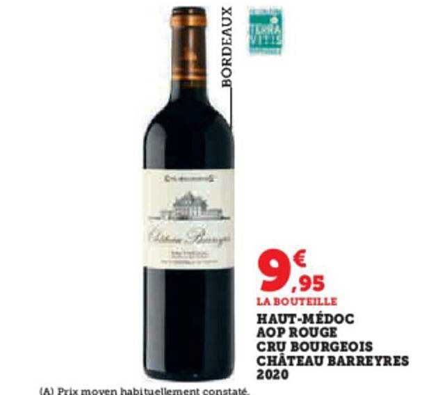 haut-médoc aop rouge cru bourgeois château barreyres 2020