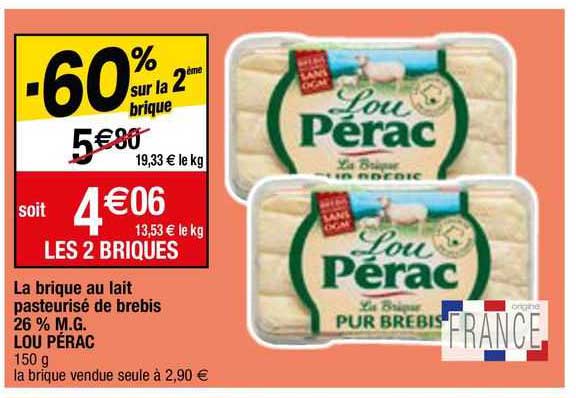 la brique au lait pasteurisé de brebis lou pérac