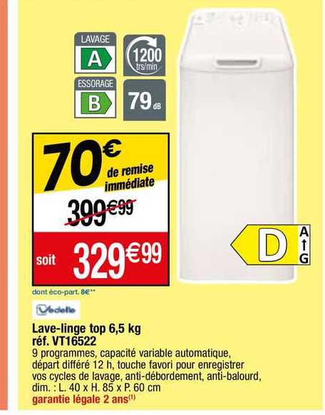 lave-linge top vt16522