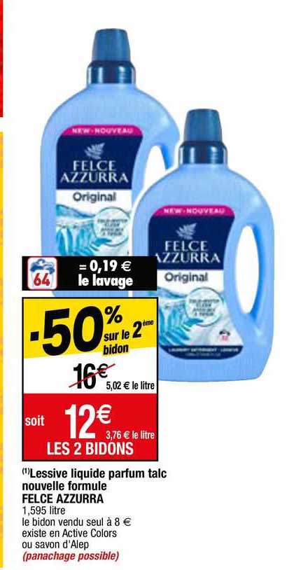 lessive liquide parfum talc nouvelle formule felce azzurra
