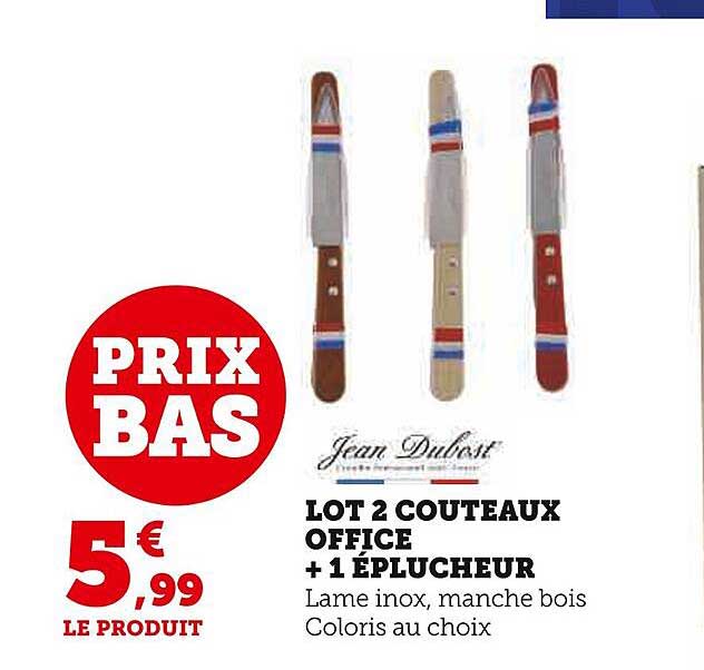lot 2 couteaux office + éplucheur jean dubost