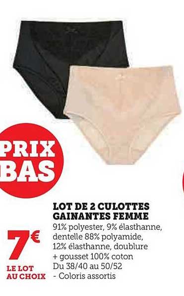 lot de 2 culottes gainantes femme