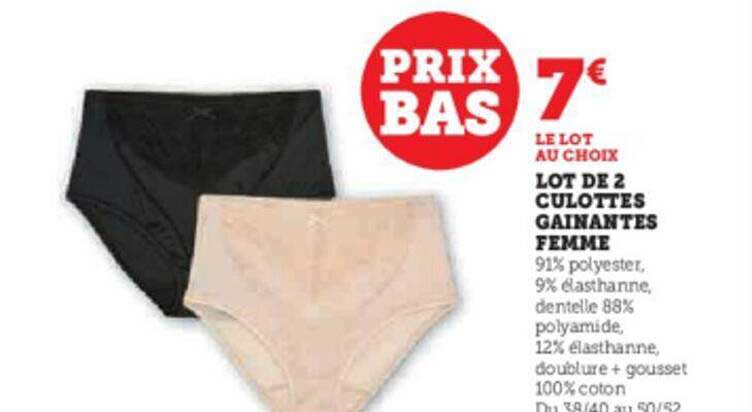lot de 2 culottes gainantes femme