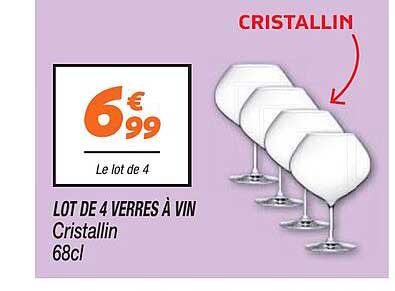 lot de 4 verres à vin cristallin