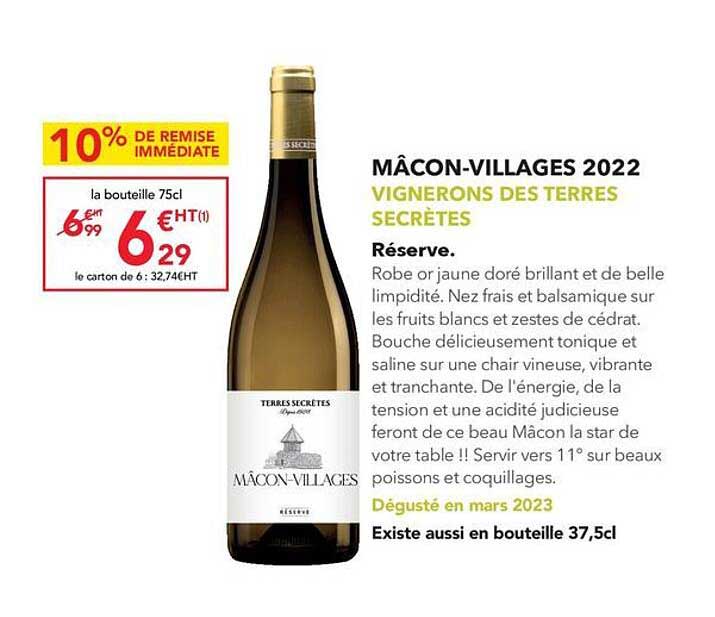 mâcon-villages 2022 vignerons les terres secrètes réserve