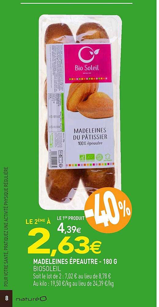 Madeleines épeautre Biosoleil - 180 G