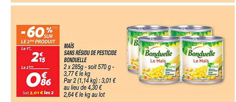 maïs sans résidu de pesticide bonduelle