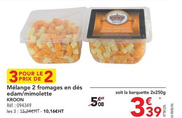 Mélange 2 Fromages En Dés Edam Ou Mimolette Kroon
