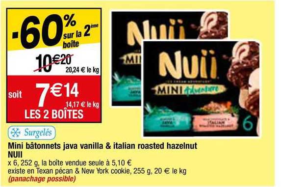 mini bâtonnets java vanilla & italian roasted hazelnut nuii