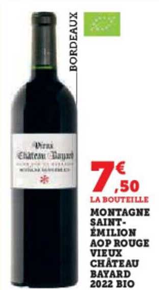 montagne saint-émilion aop rouge vieux château bayard 2022 bio