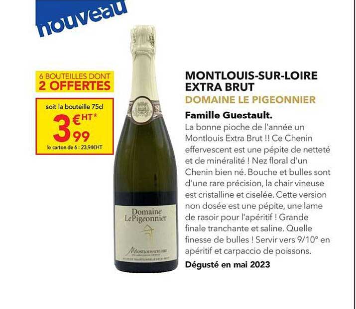 montlouis-sur-loire extra brut domaine le pigeonnier famille guestault
