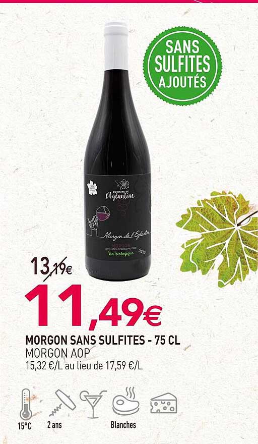 morgon sans sulfites morgon aop - 75 cl