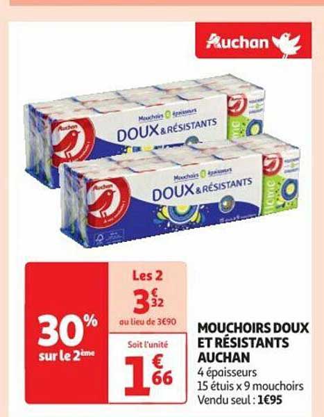 mouchoirs doux et résistants auchan
