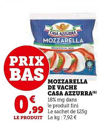 mozzarella de vache casa azzurra