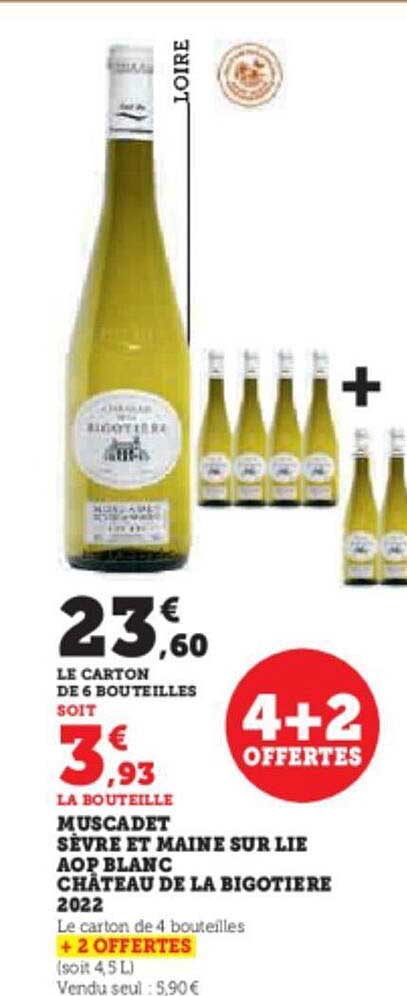 muscadet sèvre et maine sur lie aop blanc château de la bigotière 2022