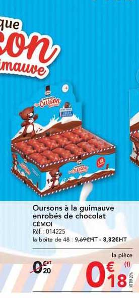 oursons à la guimauve enrobés de chocolat cémoi