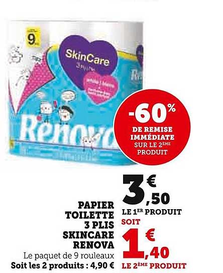 papier toilette 3 plis skincare renova