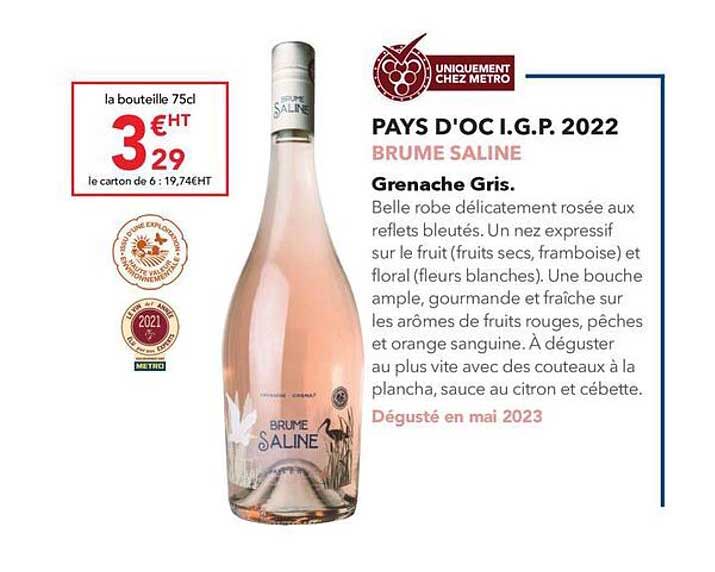 pays d'oc i.g.p. 2022 brume saline grenache gris