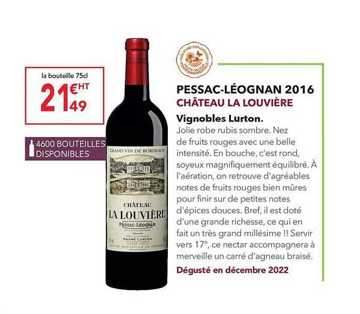 Pessac-léognan 2016 Château La Louvière