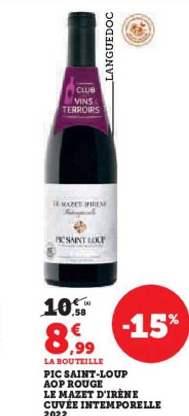 pic saint-loup aop rouge le mazet d'irène cuvée intermporelle
