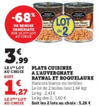 plats cuisinés à l'auvergnate raynal et roquelaure