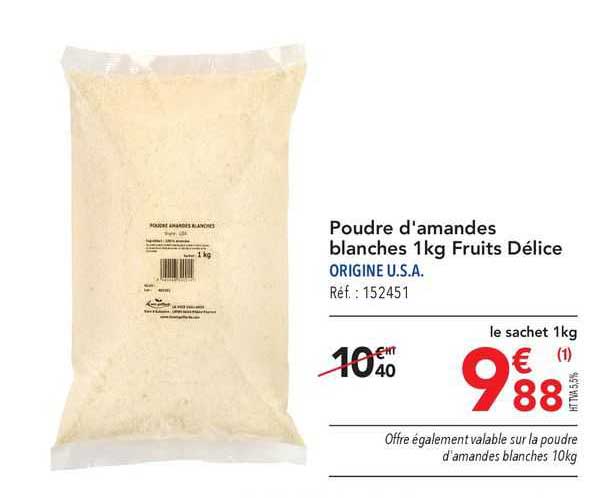 poudre d'amandes blanches fruits délice