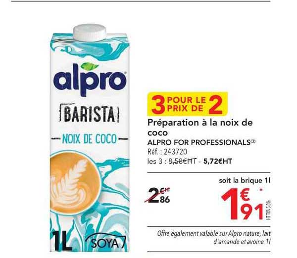 préparation à la noix de coco alpro for professionals