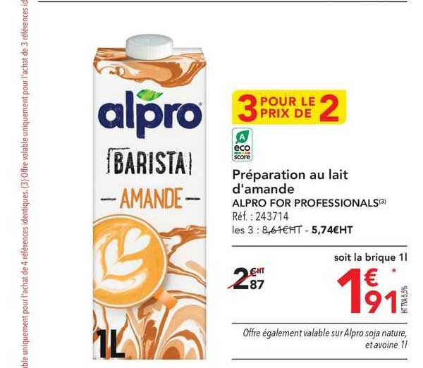 préparation au lait d'amande alpro for professionals
