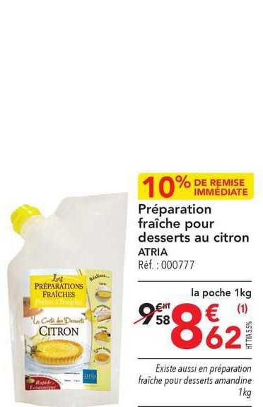 Préparation Fraîche Pour Desserts Au Citron Atria