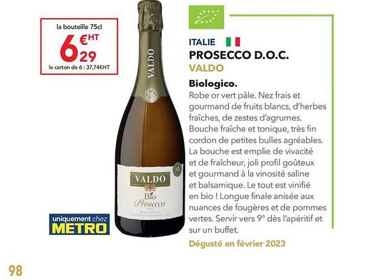 prosecco d.o.c. valdo biologico
