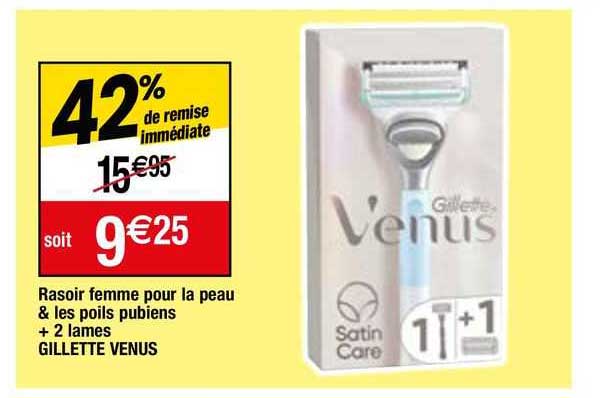 rasoir femme pour la peau & les poils pubiens + 2 lames gillette venus
