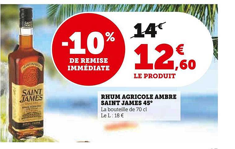 Rhum Agricole Ambré Saint James 45°
