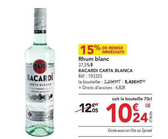 rhum blanc bacardi carta blanca