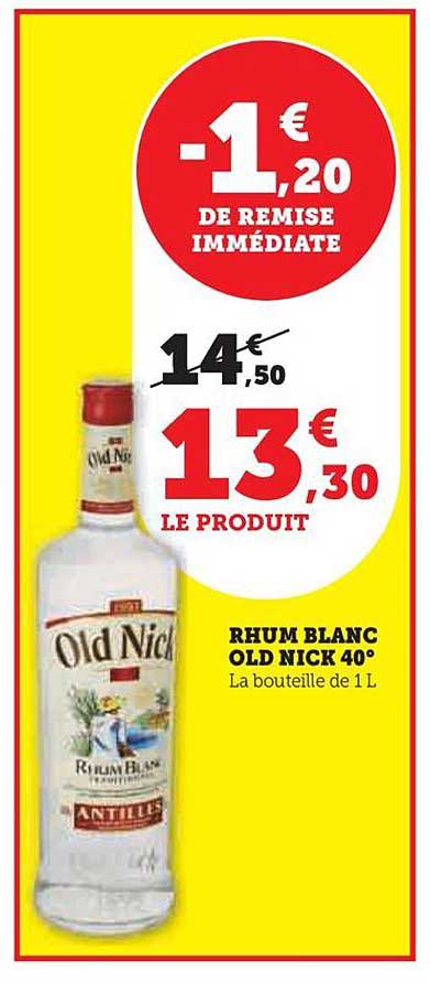 rhum blanc old nick 40°