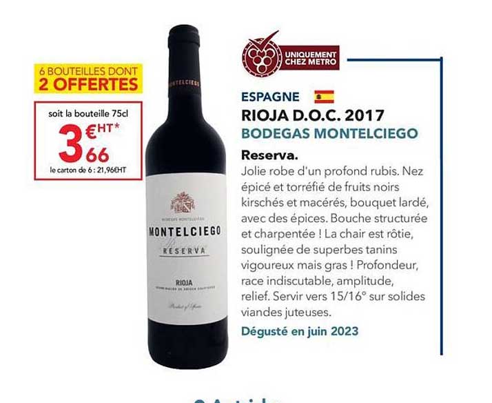 rioja d.o.c. 2017 bodegas montelciego reserva